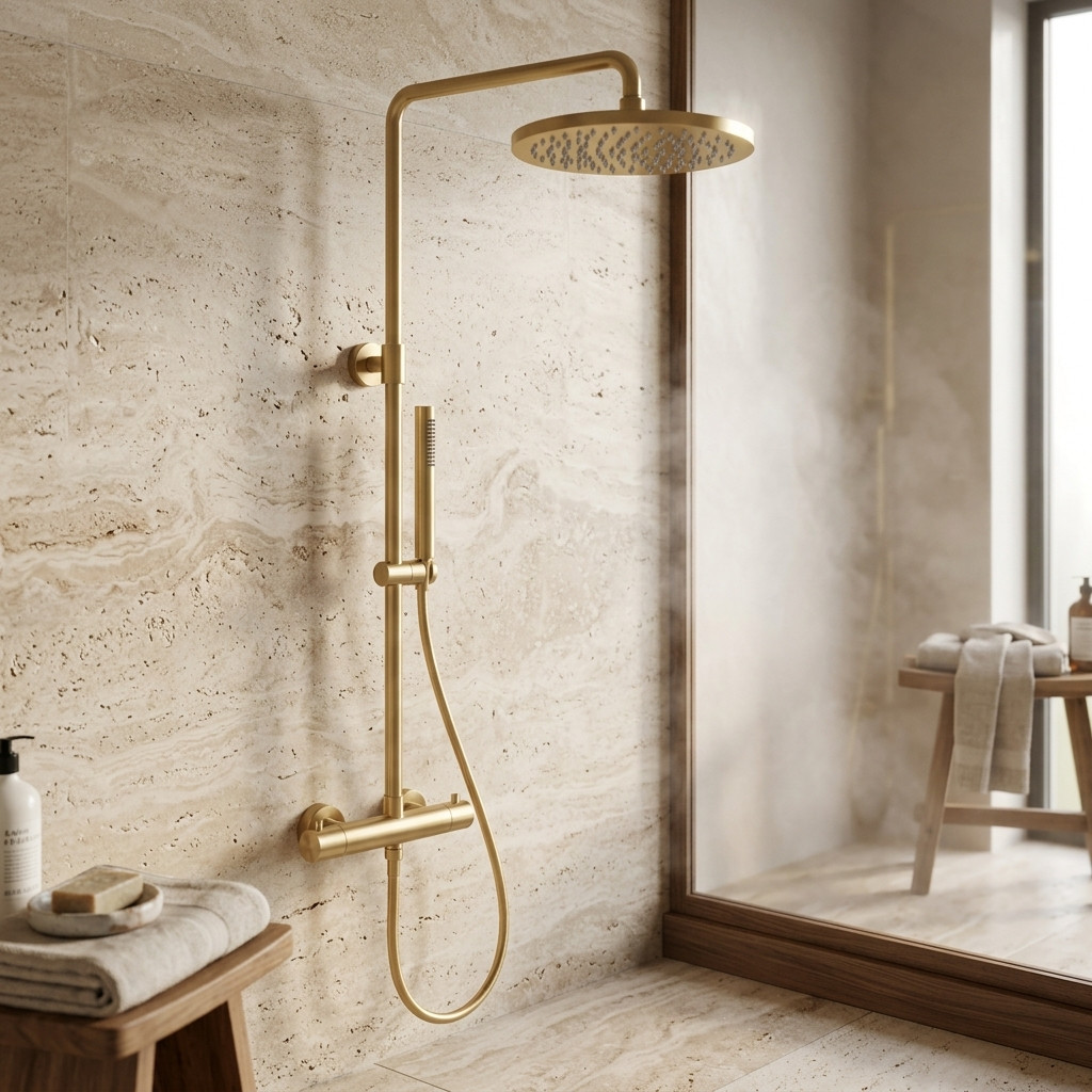 Aquanello Eterna Thermostatic Shower Column 30 cm Rain Shower Gold ET-S-SET10-6-60